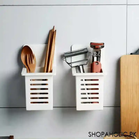 wall mounted multifunctional draining cutlery storage box holder image6