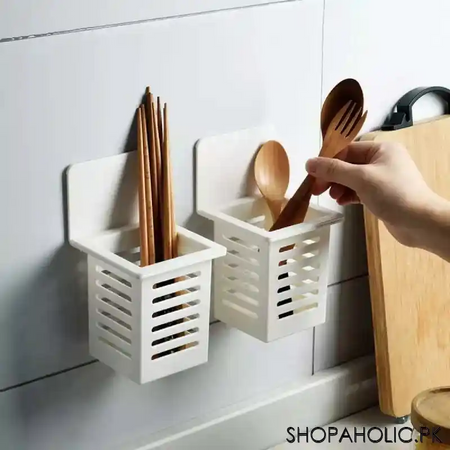 wall mounted multifunctional draining cutlery storage box holder image8