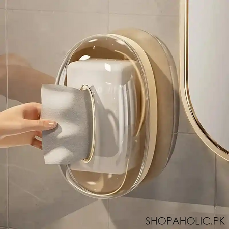 wall mounted oval acrylic luxury tissue box image2