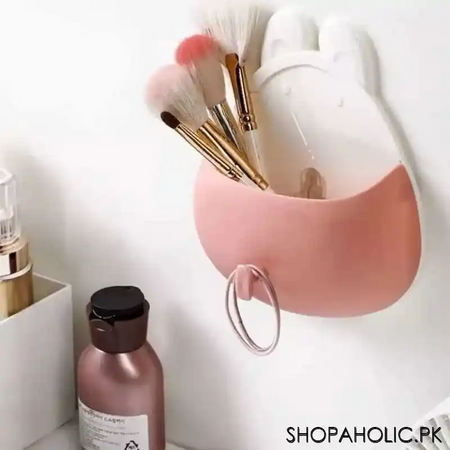 wall mounted rabbit shaped toothbrush holder drain storage shelf with hook image8