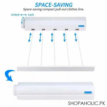 wall mounted retractable clothesline indoor outdoor laundry telescopic clothes drying hanger image4