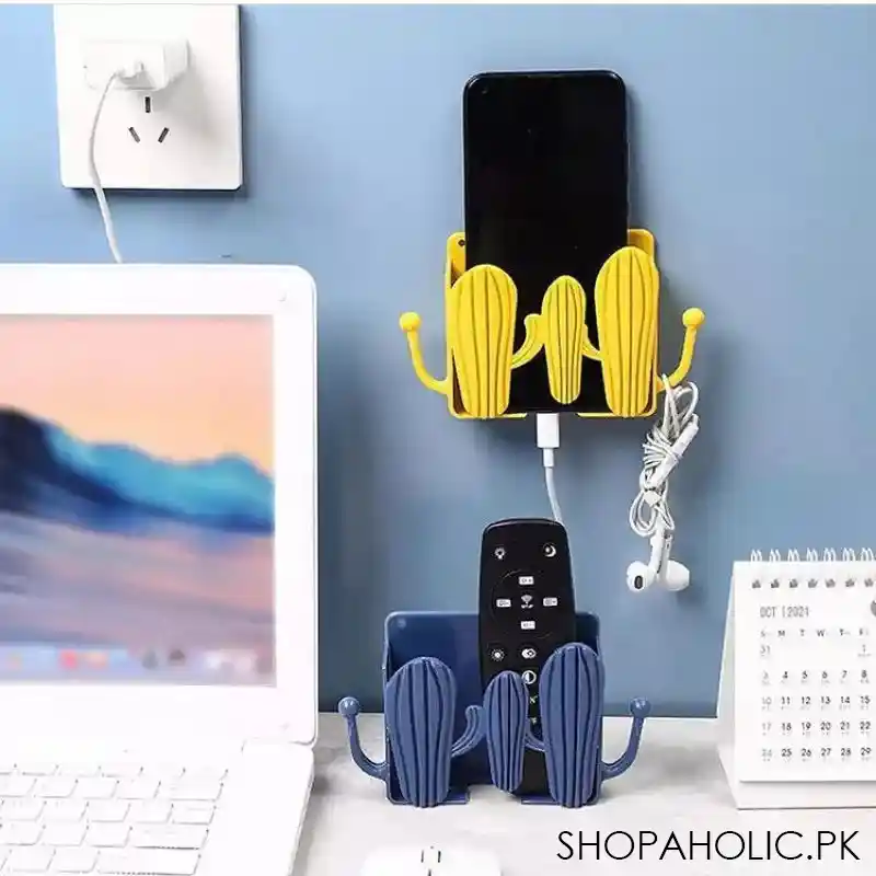 wall mounted self adhesive cactus shaped charger phone bracket holder image3