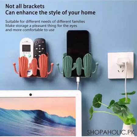 wall mounted self adhesive cactus shaped charger phone bracket holder image4