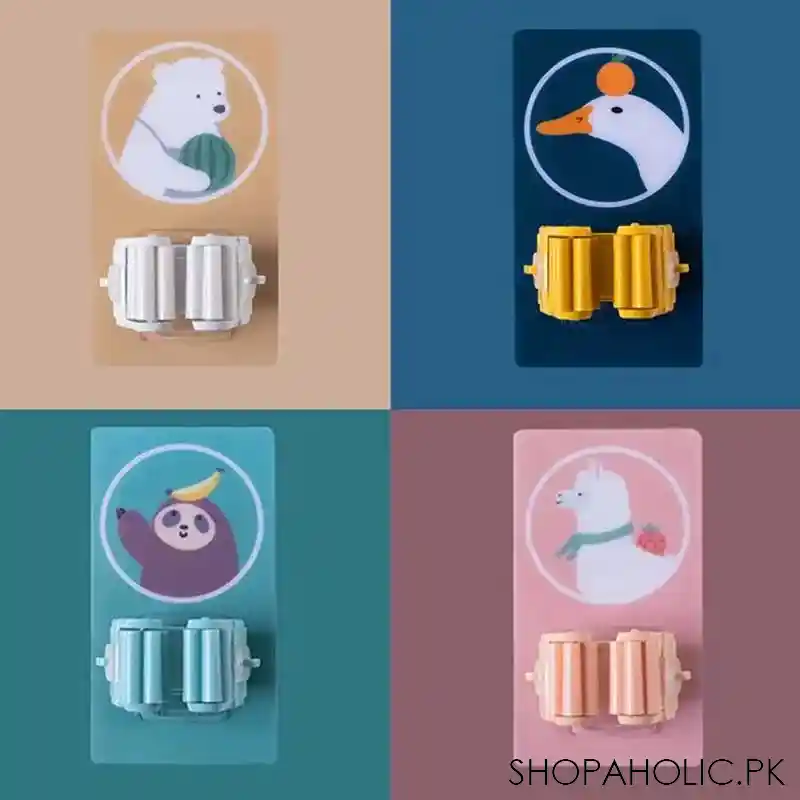 wall mounted self adhesive character broom mop holder for home, kitchen and wardrobe image2