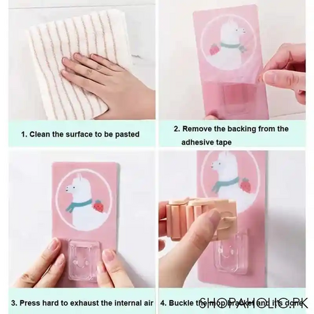 wall mounted self adhesive character broom mop holder for home, kitchen and wardrobe image3