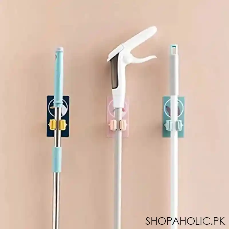 wall mounted self adhesive character broom mop holder for home, kitchen and wardrobe image4