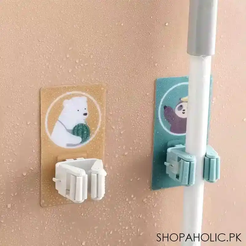 wall mounted self adhesive character broom mop holder for home, kitchen and wardrobe image6