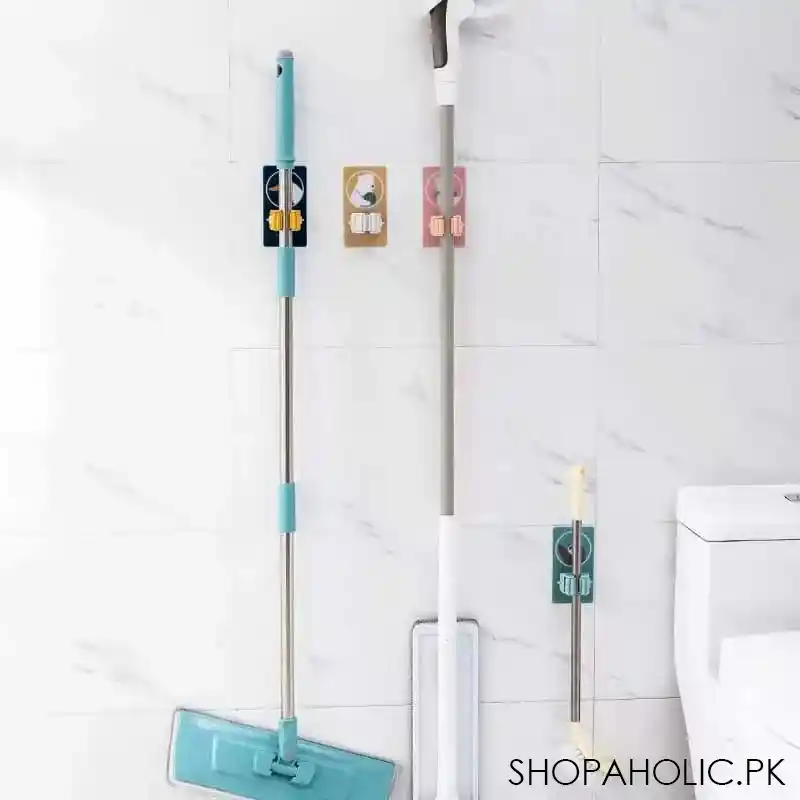wall mounted self adhesive character broom mop holder for home, kitchen and wardrobe image7