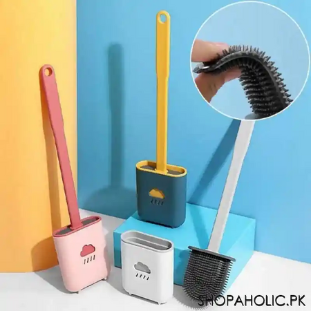 wall mounted silicone toilet brush with quick drying holder main image