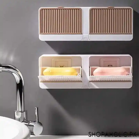 wall mounted soap box no drilling double soap drainer image2