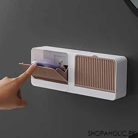 wall mounted soap box no drilling double soap drainer image3