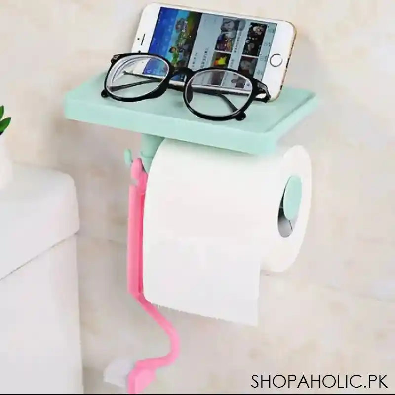 wall mounted toilet paper roll holder with shelf image2