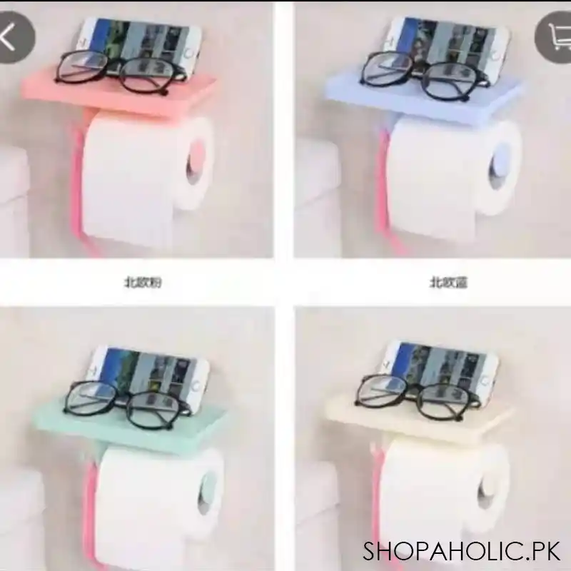 wall mounted toilet paper roll holder with shelf image5