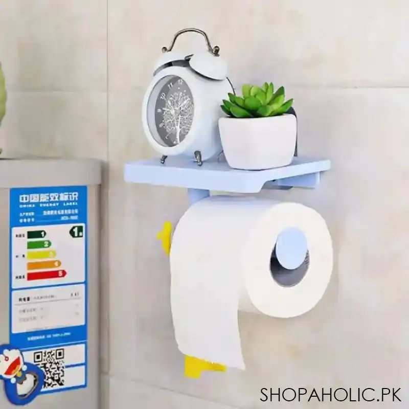 wall mounted toilet paper roll holder with shelf main image