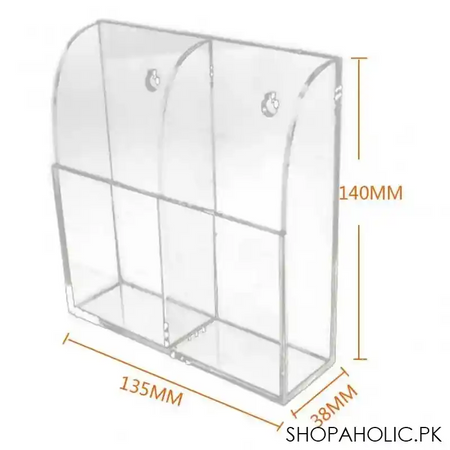 wall mounted two slot acrylic remote control storage holder image2