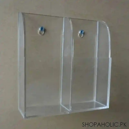 wall mounted two slot acrylic remote control storage holder image3