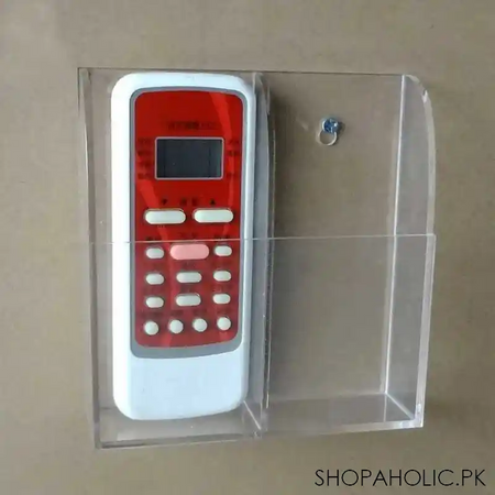 wall mounted two slot acrylic remote control storage holder image6
