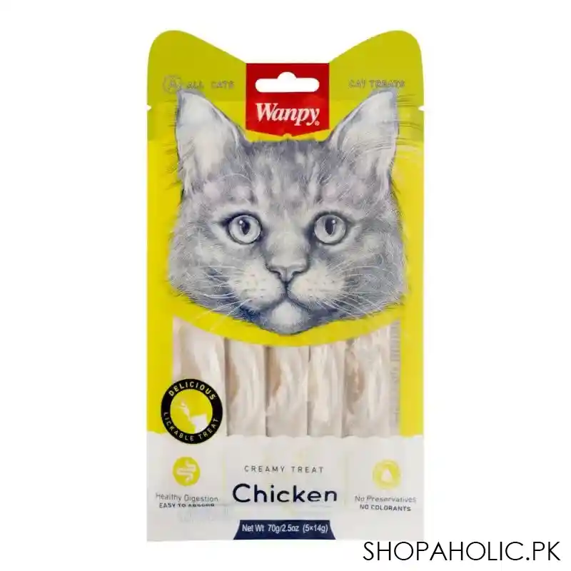 wanpy creamy chicken cat treats, cat food, 70g main image