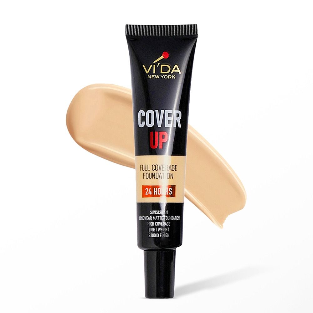 Vi'da New York Cover Up Full Coverage Foundation 24 Hours, Sunscreen, Mattifying, Oil Free, Studio Finish & Lightweight, Non-Comedogenic, 199 Warm Nude, 30ml - Main Image