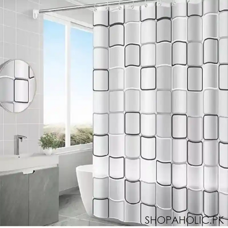 waterproof curtain shower with hooks main image