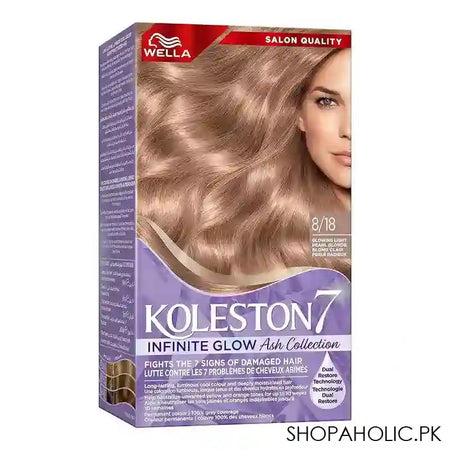 Wella Koleston 7 Infinite Glow Ash Collection Color Cream Kit, 8/18 Glowing Light Pearl Blonde - Main Image