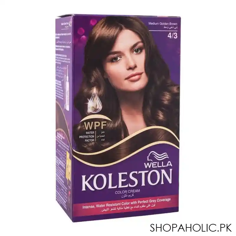 wella koleston color cream kit, 4/3 medium golden brown main image