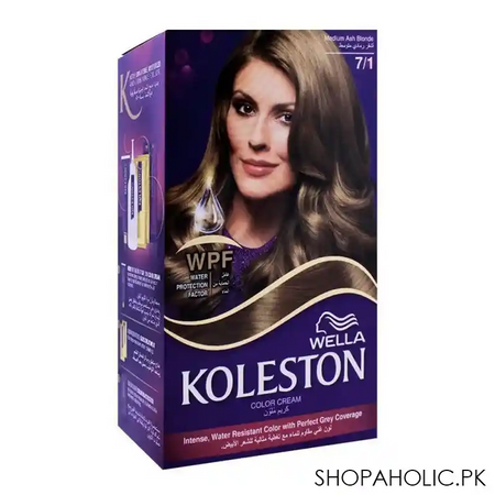 wella koleston color cream kit, 7/1 medium ash blonde main image