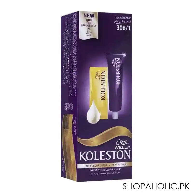 wella koleston hair color creme, 308/1, light ash blonde main image