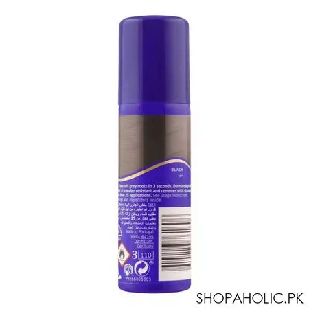 wella koleston roots touch up 3 sec root concealer hair spray, black, 75ml image2