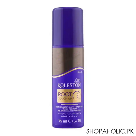 wella koleston roots touch up 3 sec root concealer hair spray, black, 75ml main image
