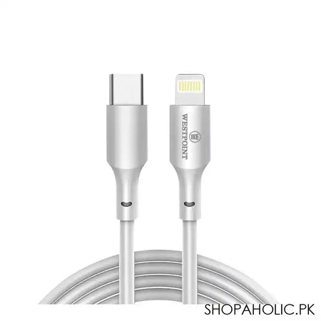 West Point 2.4A Lightening Fast Charging Cable, 1.0m Length, White, WP-312 - Image 2