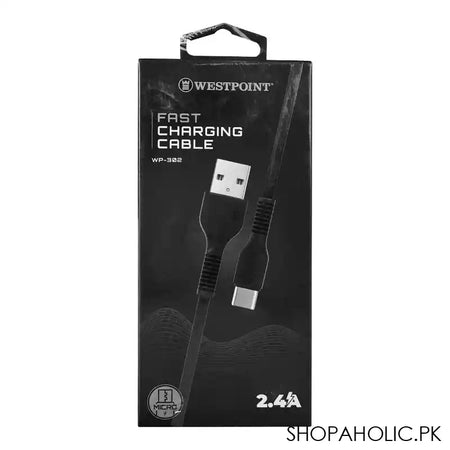 West Point 2.4A Micro Fast Charging Cable, Black, WP-302 - Main Image