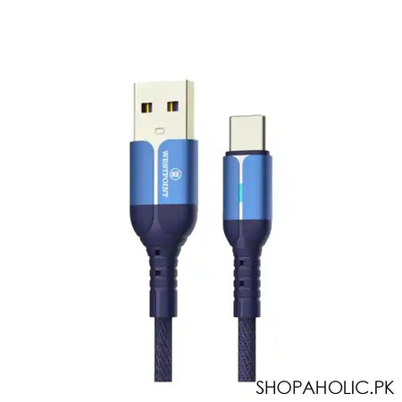 West Point 2.4A Type C Fast Charging Cable, 1.0m Length, Blue, WP-322 - Image 4