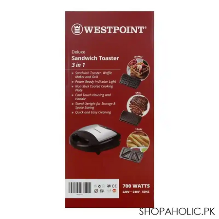 west point deluxe 3 in 1 sandwich toaster, 700w, wf 6193 image3