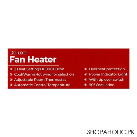 West Point Deluxe Fan Heater, 2000W, WF-5146 - Image 2