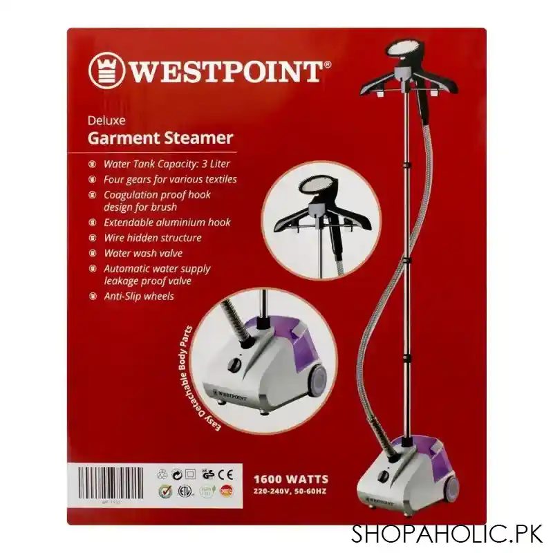 west point deluxe garments steamer, 1600w, wf 1155 image4