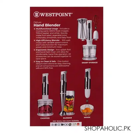 west point deluxe hand blender, 2 speed, 600w, wf 9816 image3