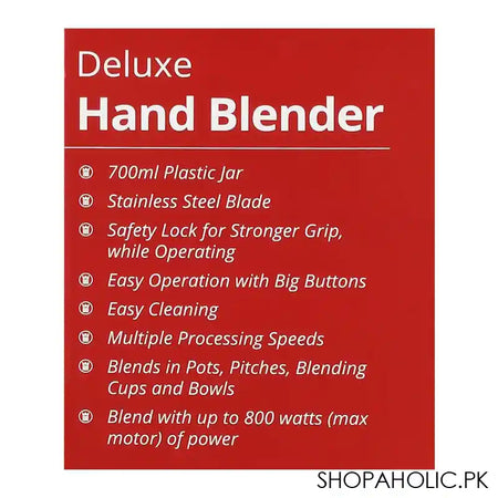 West Point Deluxe Hand Blender, Mixer + Whipper + Chopper, WF-9916 - Image 2