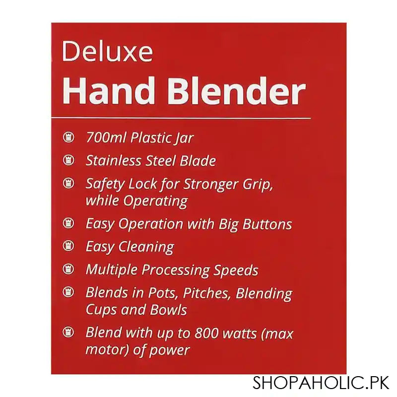 West Point Deluxe Hand Blender, Mixer + Whipper + Chopper, WF-9916 - Image 2