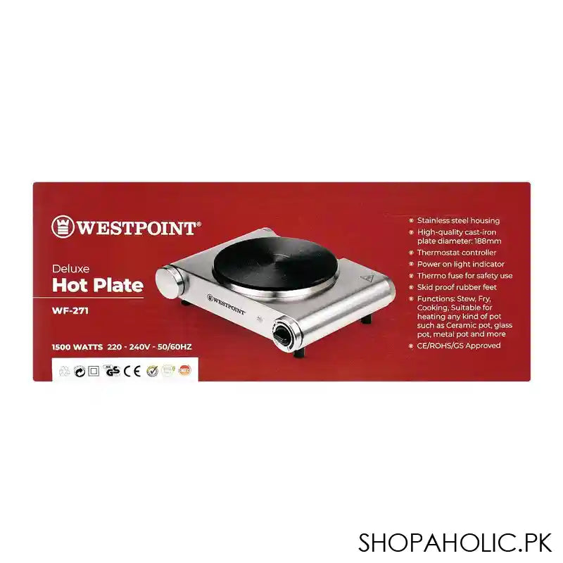 West Point Deluxe Hot Plate, Electric Cooktop, WF-271 - Image 3