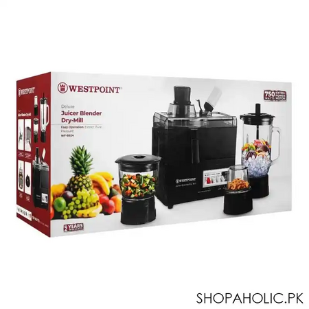 west point deluxe juicer, blender, dry mil, 750w, 220 240v, wf 8824 image2