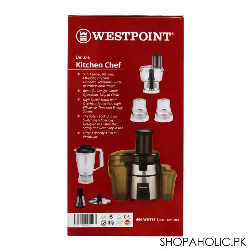 West Point Deluxe Kitchen Chef Food Processor, 600W, WF-1853 - Image 4