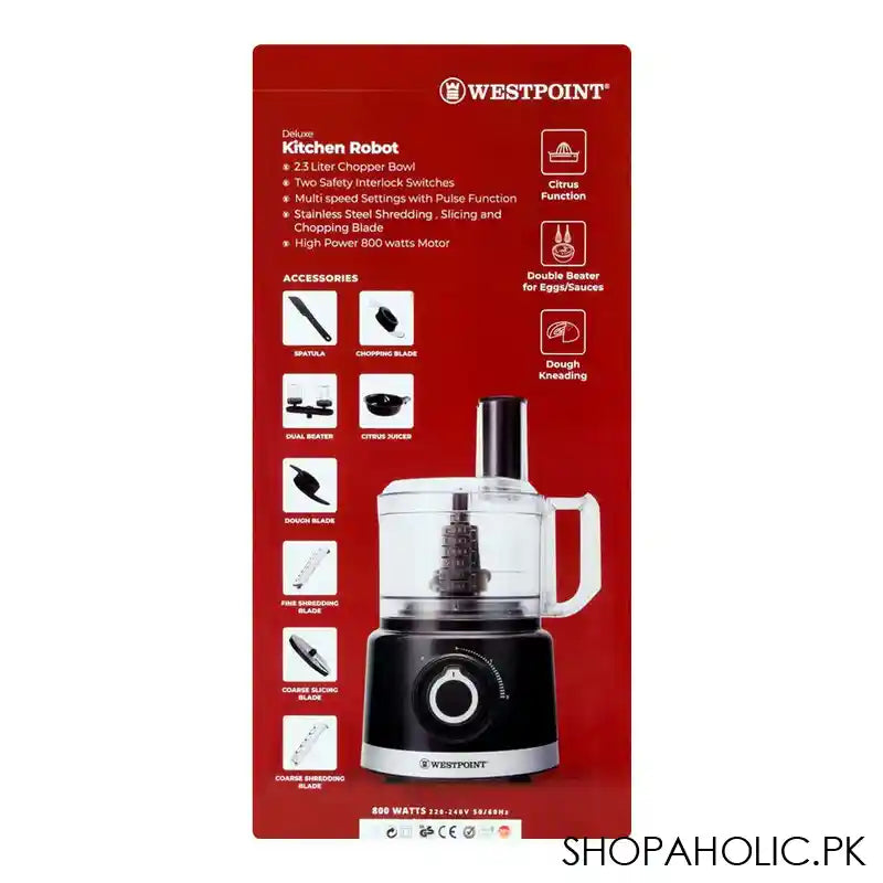 West Point Deluxe Kitchen Robot, 2.3L, 800W, WF-506 - Image 3