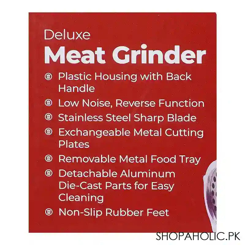 West Point Deluxe Meat Grinder With Stainless Steel Sharp Blade & Exchangeable Metal Cutting Plates, 1500W, WF-1036 - Image 2
