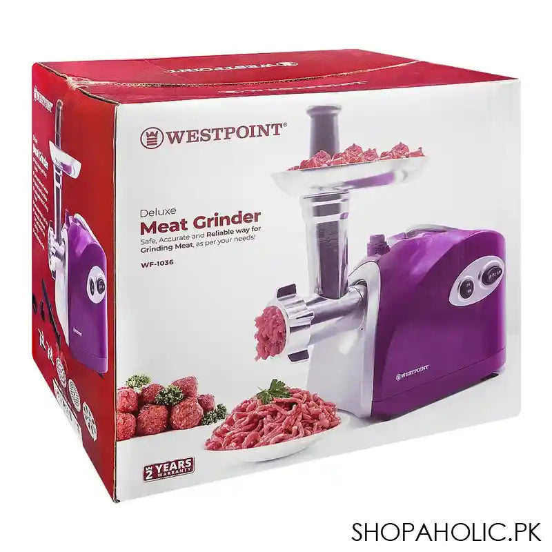 West Point Deluxe Meat Grinder With Stainless Steel Sharp Blade & Exchangeable Metal Cutting Plates, 1500W, WF-1036 - Image 4