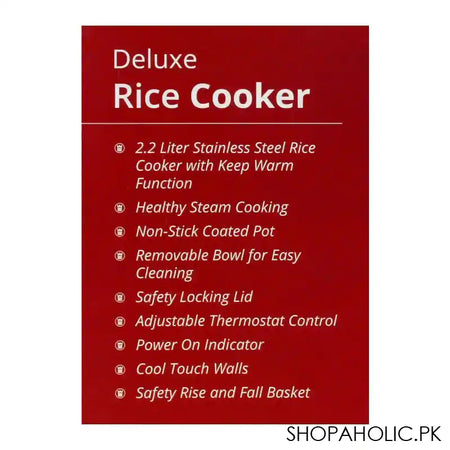 West Point Deluxe Non-Stick Rice Cooker, 2.2L, 900W, WF-5350 - Image 3