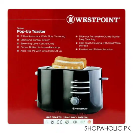 west point deluxe pop up toaster, 860w, wf 2542 image3
