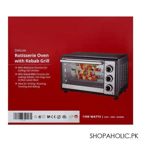 West Point Deluxe Rotisserie Oven With Kebab Grill, 24 Liters, 1380W, WF-2310RK - Image 2