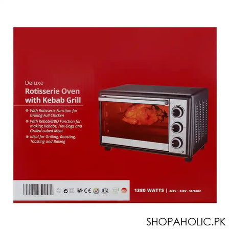 West Point Deluxe Rotisserie Oven With Kebab Grill, 24 Liters, 1380W, WF-2310RK - Image 4