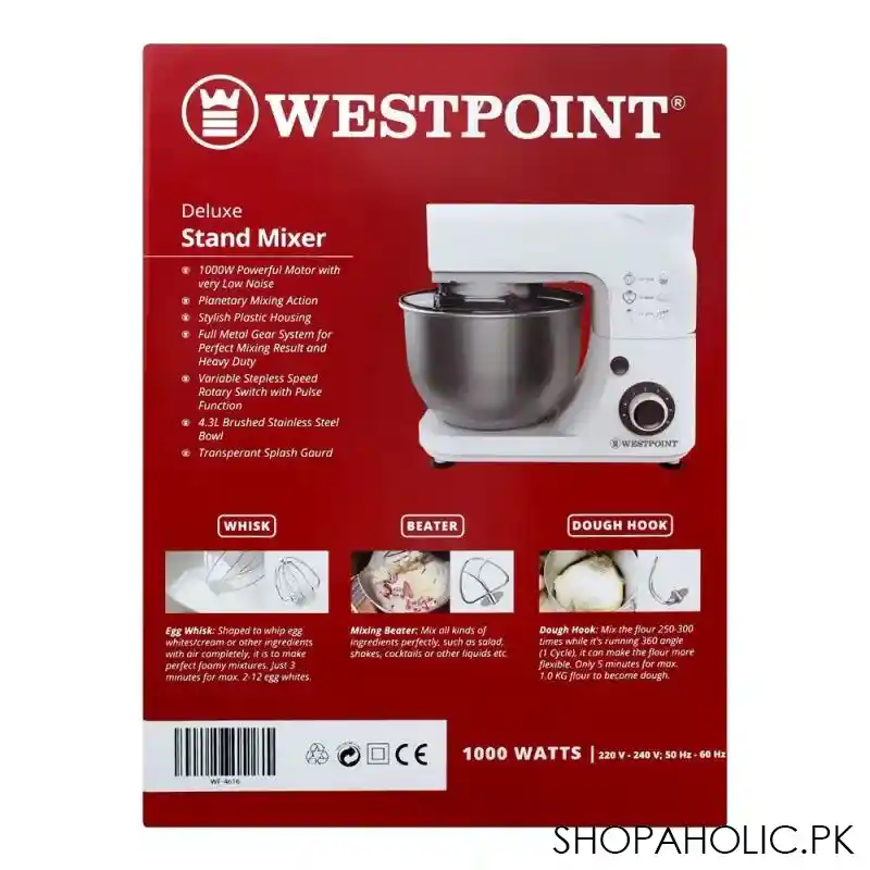 west point deluxe stand mixer, 4.3l, 1000w, wf 4616 image4